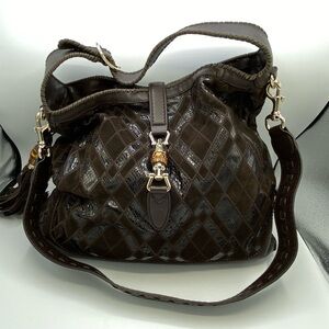 Gucci Dark Brown Quilted Leather Hobo with Gold Hardware